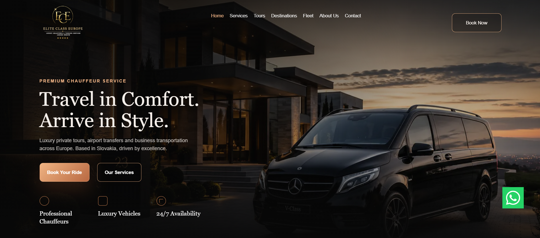 Elite Class Europe Delivered client website