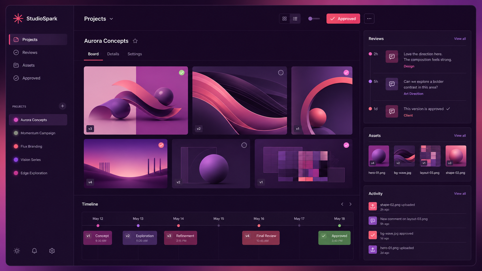 StudioSpark original product interface concept