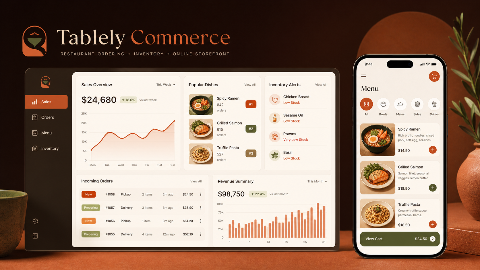 Tablely Commerce original product interface concept